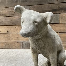 Cast stone garden figure of a Jack Russell terrier