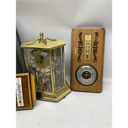 Kundo quartz clock, miniature brass clocks, two barometers, Sony digital camera, Nokia phone, Monarch Remington typewriter, commemorative Shilling etc
