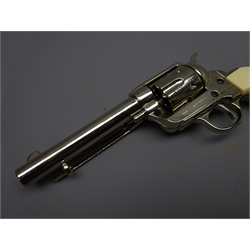  Denix Replica Colt 45 Peacemaker single action pistol, nickel finish, new in box  