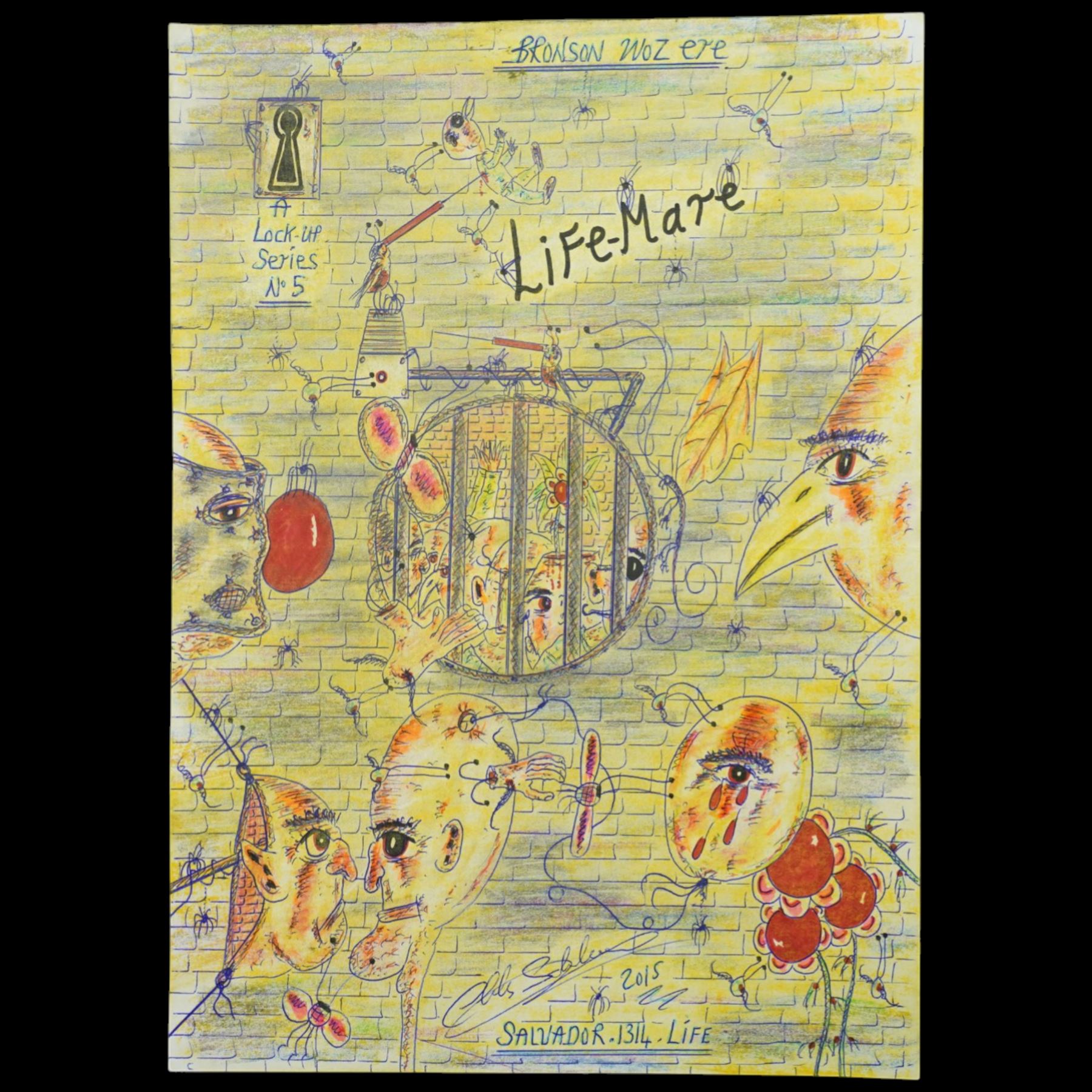 Charles Bronson (Charles Arthur Salvador) (British 1952-): A comprehensive collection of five hundred mixed media works executed between 2000 and 2025. Produced during the artist’s long-term incarceration, the works are primarily in ink, coloured pencil and mixed media on paper. The collection includes multiple formats: A5 (15 works), A4 (308 works), A3 (164 works) and A2 (13 works). Some are signed and dated; a number are executed on the reverse of official prison documents and other repurposed materials, reflecting the limited availability of art materials within the prison environment. This collection represents the largest body of the artist’s work to be offered as a single lot and has not previously been available on the market. (500) (unframed)

Notes: Dated examples span the period from 2000 to 2025, with the greatest concentration produced between 2012 and 2019 and including a group of recent large-scale works from the final years of the period; approximately twenty percent are undated.