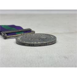 George VI General Service Medal with Palestine 1945-48 clasp awarded to 19117460 Pte. P. Tilmouth R. Lincolns; with ribbon