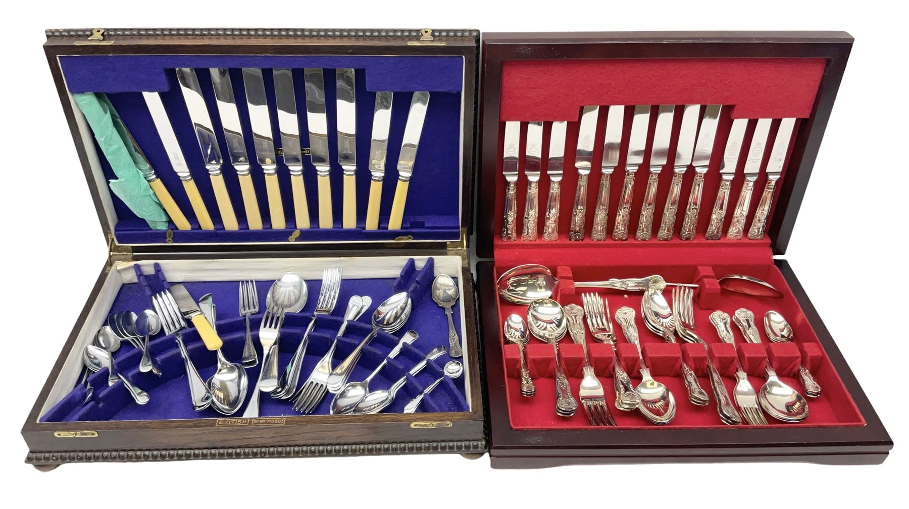 Dahlia Cabinet cutlery box with part canteen of cutlery to include Viners, and another canteen of Sheffield silver-plate cutlery for six