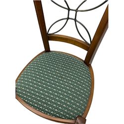 Ernest Menard - cherry wood and wrought metal dining table with glass top, and set six matching dining chairs