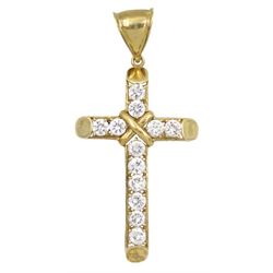 9ct gold cubic zirconia cross pendant, hallmarked