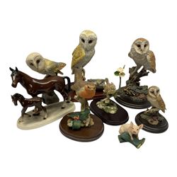 Border Fine Arts Pink Piglet and Wellies A0172, Country Artists owl perched on a branch, Aynsley Robin on a branch, along with five other figures.  