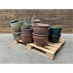 Large collection of ceramic plant pots and paving slabs, (26)