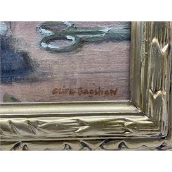 Olive Bagshaw (Northern British fl.1965-1978): Lady Reading behind a Jug of Dried Honesty, oil on canvas laid on board signed 53cm x 36cm 
Provenance: from the Artist's Studio Sale. Miss Bagshaw who was born in Salford, received her formal art training at Salford and Manchester Art School. Her work has been regularly accepted at the Royal Society of Portrait Painters, the Royal Academy and Federation of British Artists (Information from a 1970's Monks Hall Museum and Gallery exhibition catalogue).