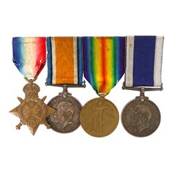 WWI Naval Long Service Group of Four Medals, comprising 1914-15 Star, British War medal, V...