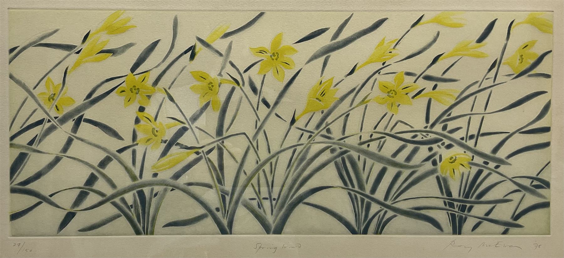 Rory McEwen (Scottish 1932-1982): 'Spring Wind' - Daffodils, coloured aquatint signed titled dated '78 and numbered 27/150 in pencil, with Christie's Contemporary Art blindstamp 24cm x 57cm