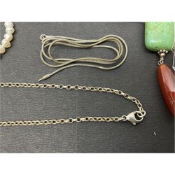 Ola Gorie silver spiral design necklace, hallmarked, together with a collection of beaded silver jewellery 