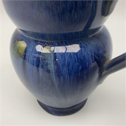 Bourne Denby Danesby Ware novelty owl jug, Electric Blue drip glazed, H15cm