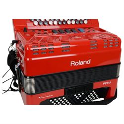 Rolan FR-1X  V-accordion, 13 fold bellows, 62 butttons, classic, jazz, ensemble, brass, wind, piano and guitar, samples. With leads and carrying case.
