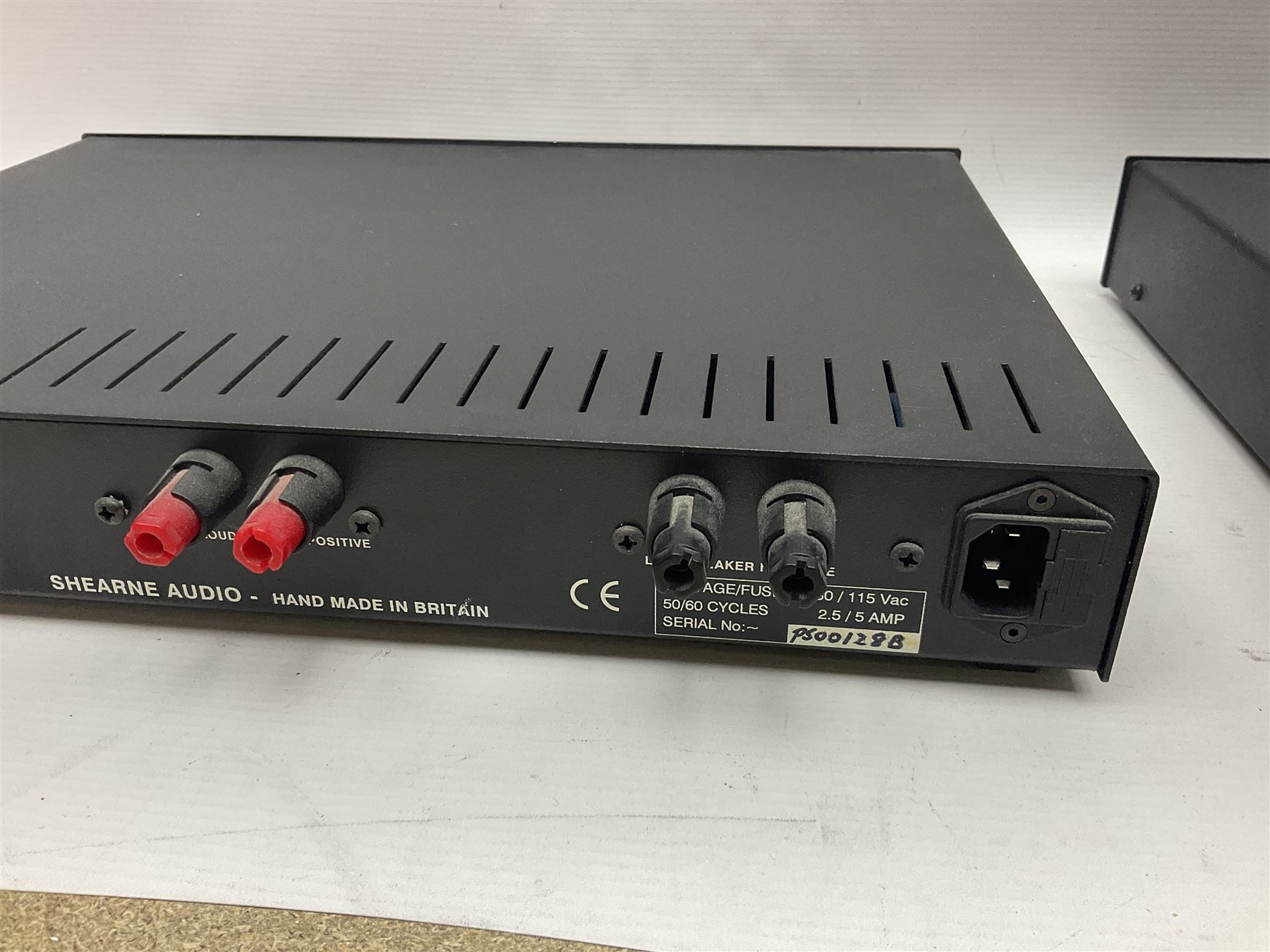 Shearne Audio (John Shearne) system, comprising Phase 7; compact disk system, Phase 6; Pre-Amplifier and two Phase 5; Monoblock Power Amplifier 