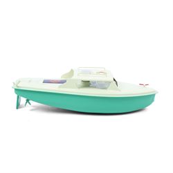 Sutcliffe Models tinplate clockwork Day Cruiser 'Sprite', in green and cream livery with red details, with key, boxed