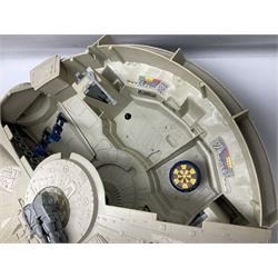 Star Wars - three space vehicles comprising B-Wing fighter and large Millenium Falcon space ship; both with instructions; and Boba Fett Slave 1; all unboxed (3)