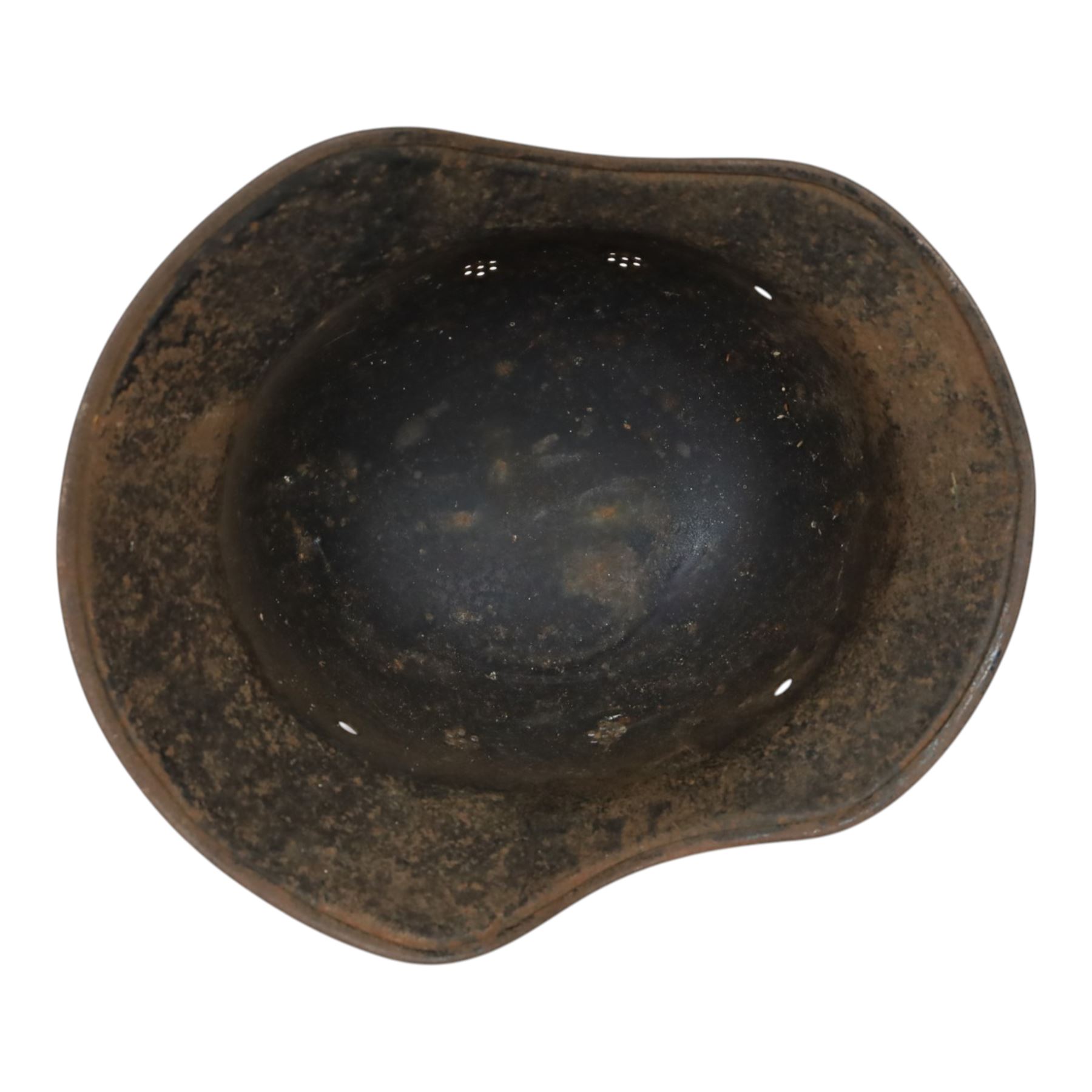 WWII German Third Reich M1940 helmet, with desert camouflage, the left inner brim stamped SE64, the back inner brim stamped 506, with leather eight tongue liner, together with German M34 helmet