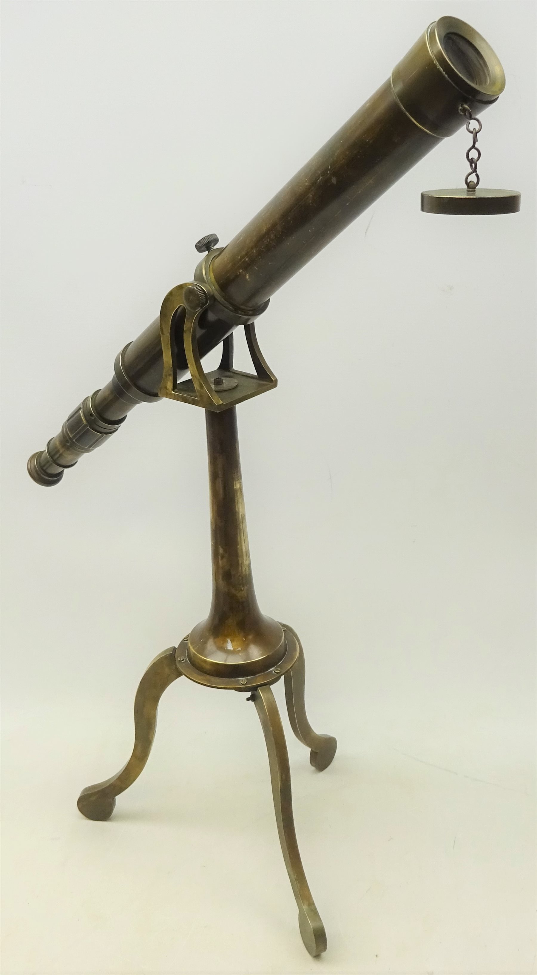 Brass Telescope on tripod stand, W62cm telescope, stand H56cm