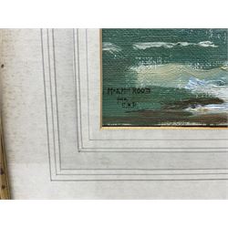 Edward Holroyd Pearce (British 1901-1990): Coastal Seascape, oil on canvas board signed with initials and inscribed to Mr & Mrs Rood 25cm x 29cm
Notes: Edward Pearce, though best known as a distinguished Law Lord & Privy Counsellor, was also a talented artist. He first took up painting in 1932 when as a young barrister he was recovering from tuberculosis. He was the son in law of Bertram Priestman, and a friend of Edward Seago. Together they made a number of painting tours to the Continent, travelling in Seago's Austin Seven