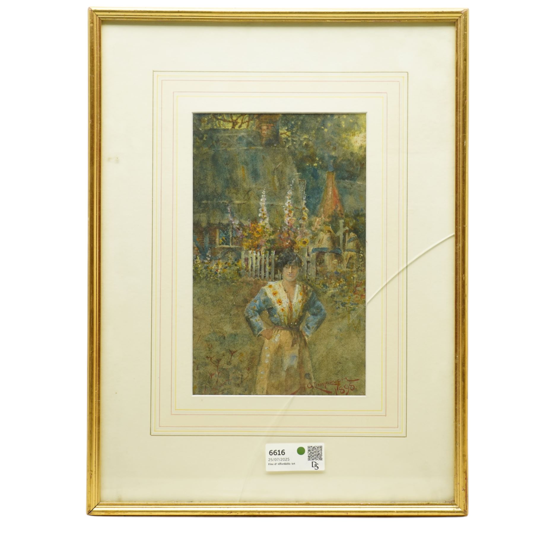 Augustus Osborne Lamplough ARA RWS (British 1877-1930): Figure Outside Spring Cottage, watercolour signed and dated 1898, 30cm x 19cm