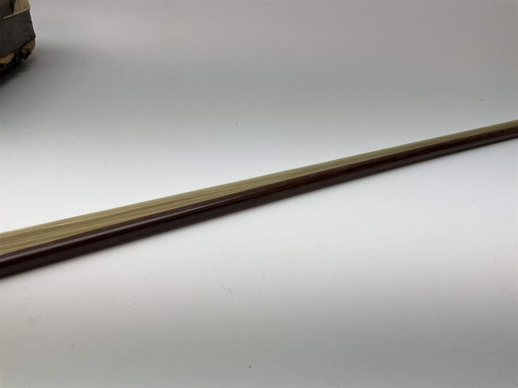 French Mirecourt violin c1920s with 36cm one-piece maple back and ribs and spruce top, labelled Jermone Thibouville-Lamy, L59cm, in fitted carrying case with German bow and 1984 valuation certificate by Frome Valley Music