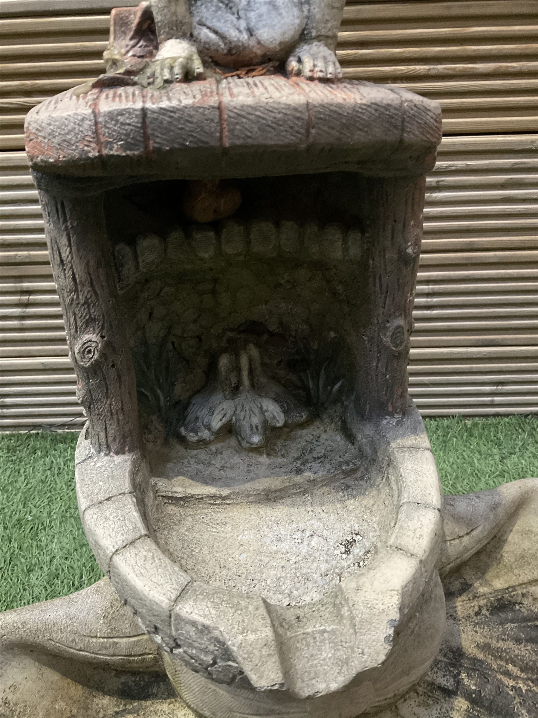 Cast stone ornament of a kneeling boy with a water feature  - THIS LOT IS TO BE COLLECTED BY APPOINTMENT FROM DUGGLEBY STORAGE, GREAT HILL, EASTFIELD, SCARBOROUGH, YO11 3TX