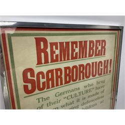WWI style Scarborough enlistment poster 'Remember Scarborough! Enlist Now!', in metallic frame, H75.5cm