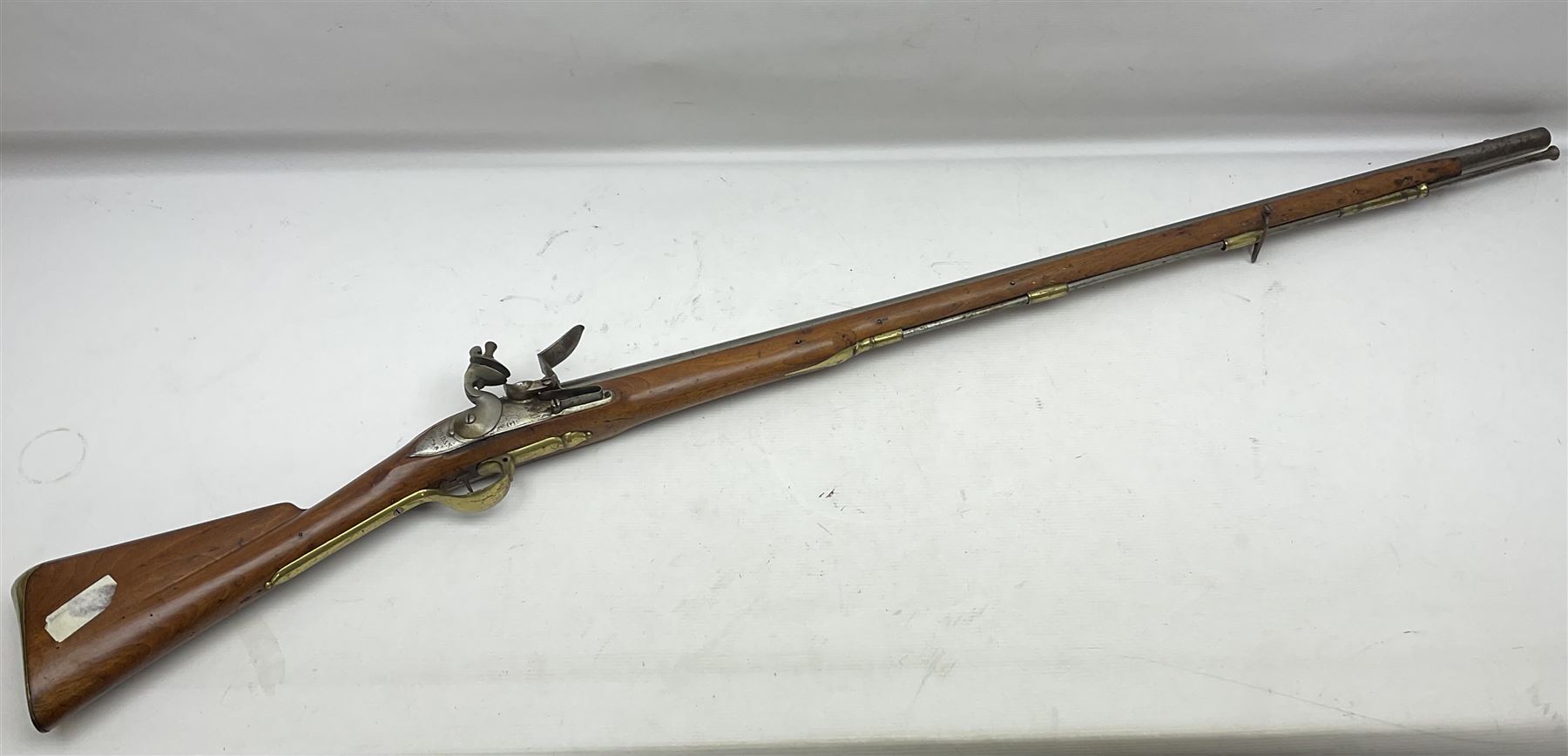 Brown Bess style 10-bore flintlock musket, the action marked with Crowned GR, 'Jordan' and dated 1758, the 104cm(41
