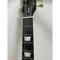 2010 Gibson Les Paul studio guitar, serial no101500537 in white finish with gold and pale green hardware, in Auden soft carry case, guitar L100cm
