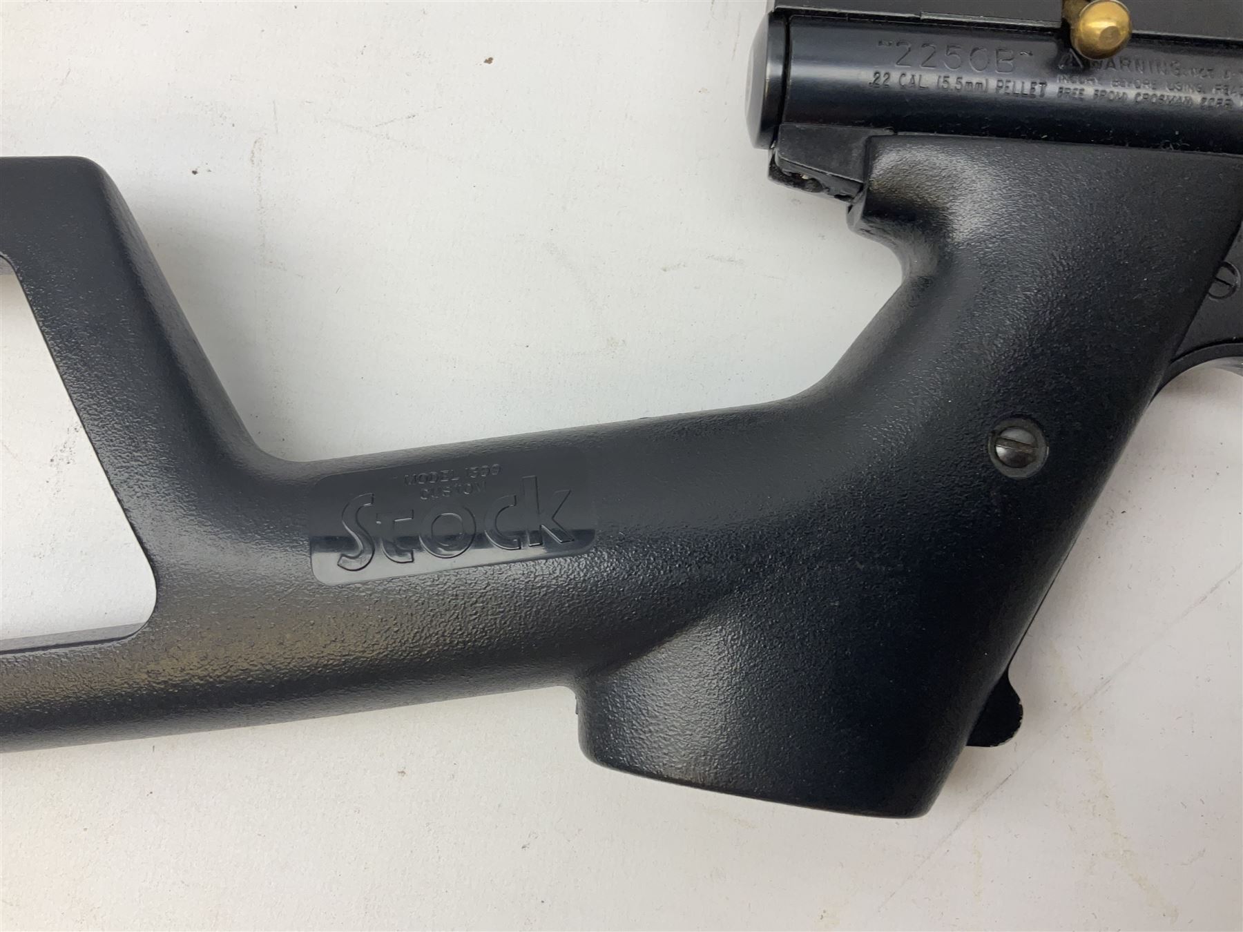 Crosman Air Guns Model 2250B .22 CO2 air rifle, with sound moderator, VLife 3-9 x 40 telescopic sight and Model 1399 Custom skeleton stock, serial no.700B25270, L91cm; with quantity of CO2 gas canisters, 