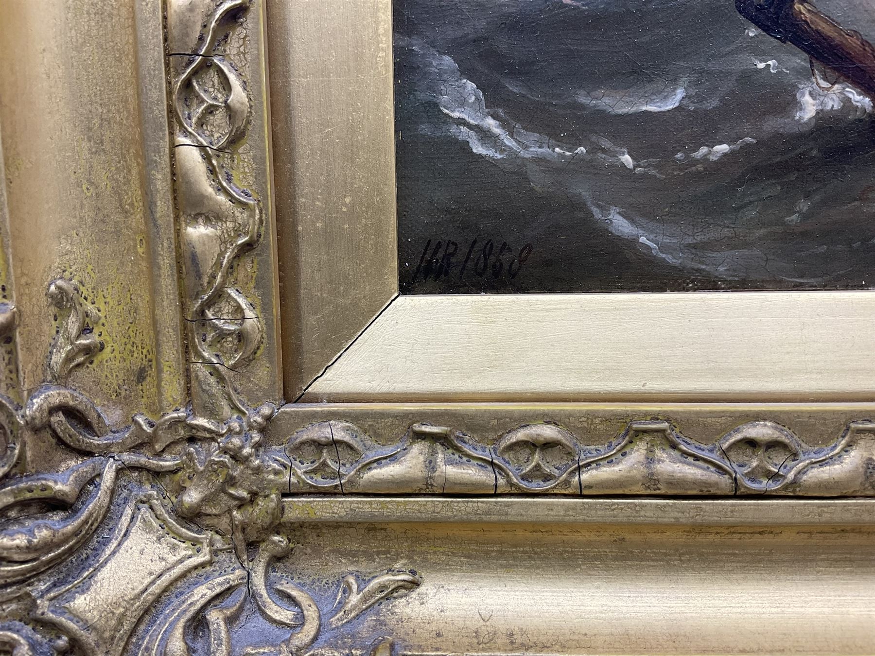 Henry (1820-1887) and Edward King (1860-1941) Redmore: Shipping off the Coast in Choppy Seas, oil on canvas initialled and dated 34cm x 52cm
Notes: a work almost certainly by E K but with areas contributed by his father and signed with a spurious date by the son