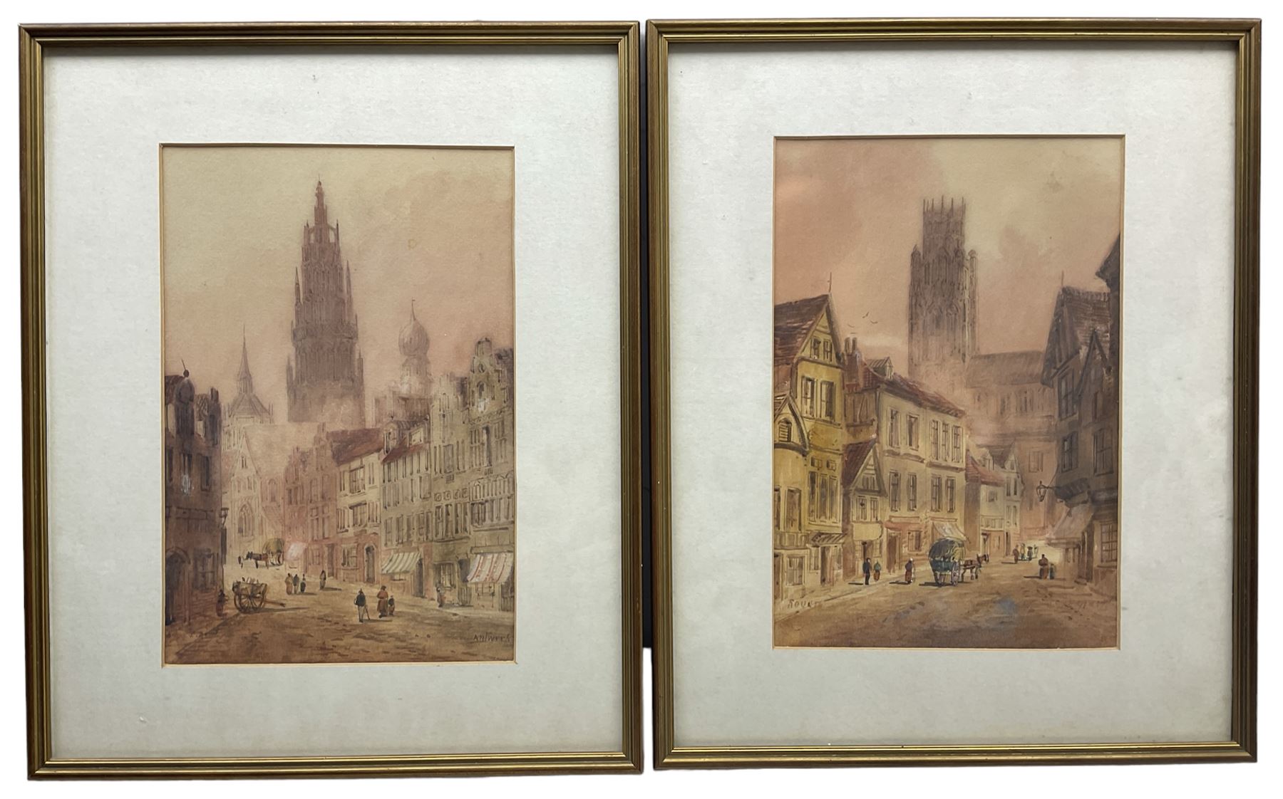 Edward Nevil (British 1813-1901): 'Antwerp' and 'Rouen', pair watercolours signed and titled 27cm x 18cm (2)