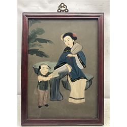 Chinese School (20th century): Mother and Child, gouache unsigned 49cm x 34cm 