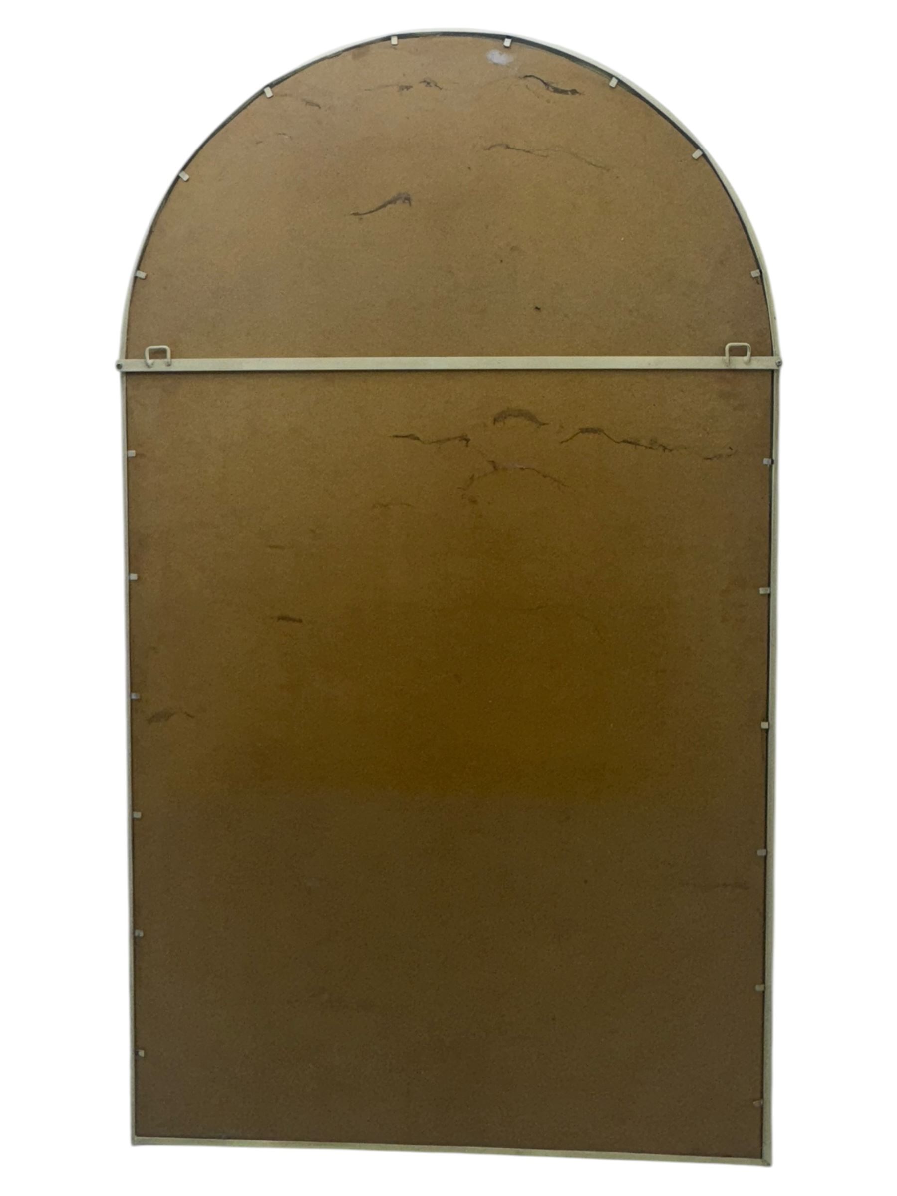 Contemporary arched overmantel mirror, segmented into twelve sections set within a white painted metal frame