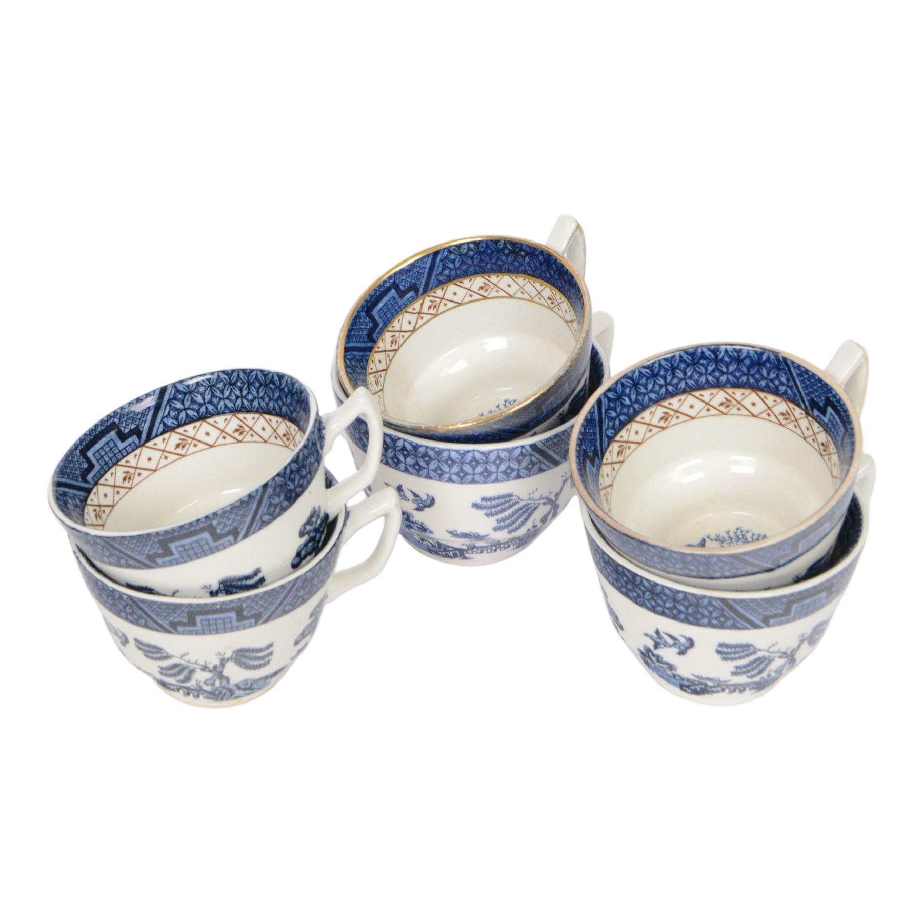 Booths Real Old Willow tea and dinner service, including six dinner plates, eight side plates, four egg cups, milk jug etc 