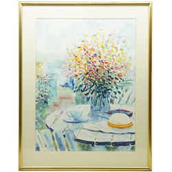 Patrick Livingstone (Irish 20th Century): Still Life of Flowers, artists proof print signed and indistinctly titled 72cm x 54cm 