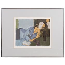 Aldo Salvadori (Italian 1905-2002): 'Interno Blu', limited edition screenprint signed and numbered 141/200 in pencil 30cm x 38.5cm 