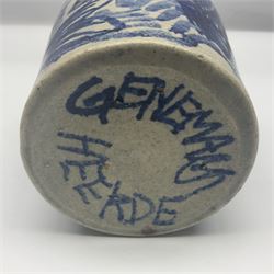 Studio pottery vase by Theo Genemans, decorated with carp upon a cream ground, H15cm