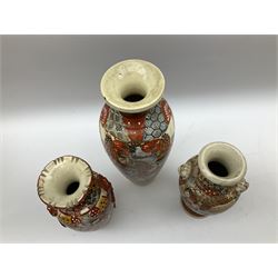 Collection of mostly Oriental ceramics, to include three 20th century Japanese Satsuma vases, two Japanese Imari plates, etc. 