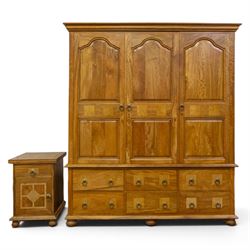 Barker & Stonehouse - contemporary flagstone and mango wood triple wardrobe and bedside ca...
