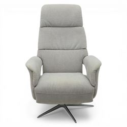 Hjort Knudsen - Danish recliner armchair in neutral upholstery, with manual recline, raised on a metal star base