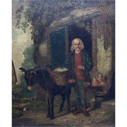 English Native School (19th Century): Old Man and his Donkey, oil on canvas unsigned 49cm x 40cm  