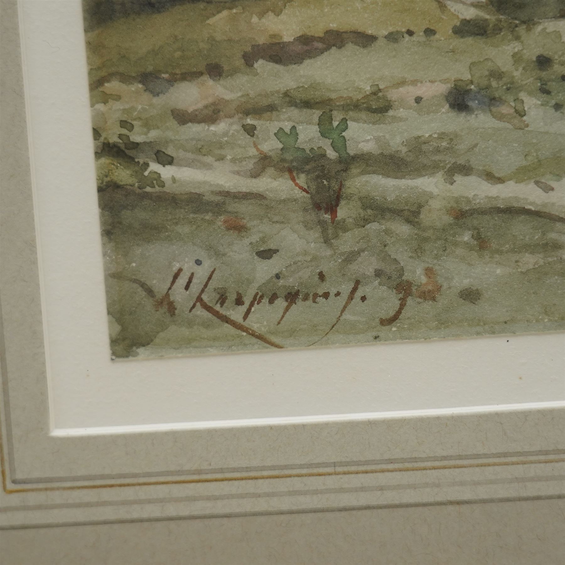 Henri Joseph Harpignies (French 1819-1916): 'Eyios' - Les Eyzies Landscape with River Vézère, watercolour signed titled and dated '9, 24cm x 15cm
Provenance: Thomas Agnew & Sons gallery label verso