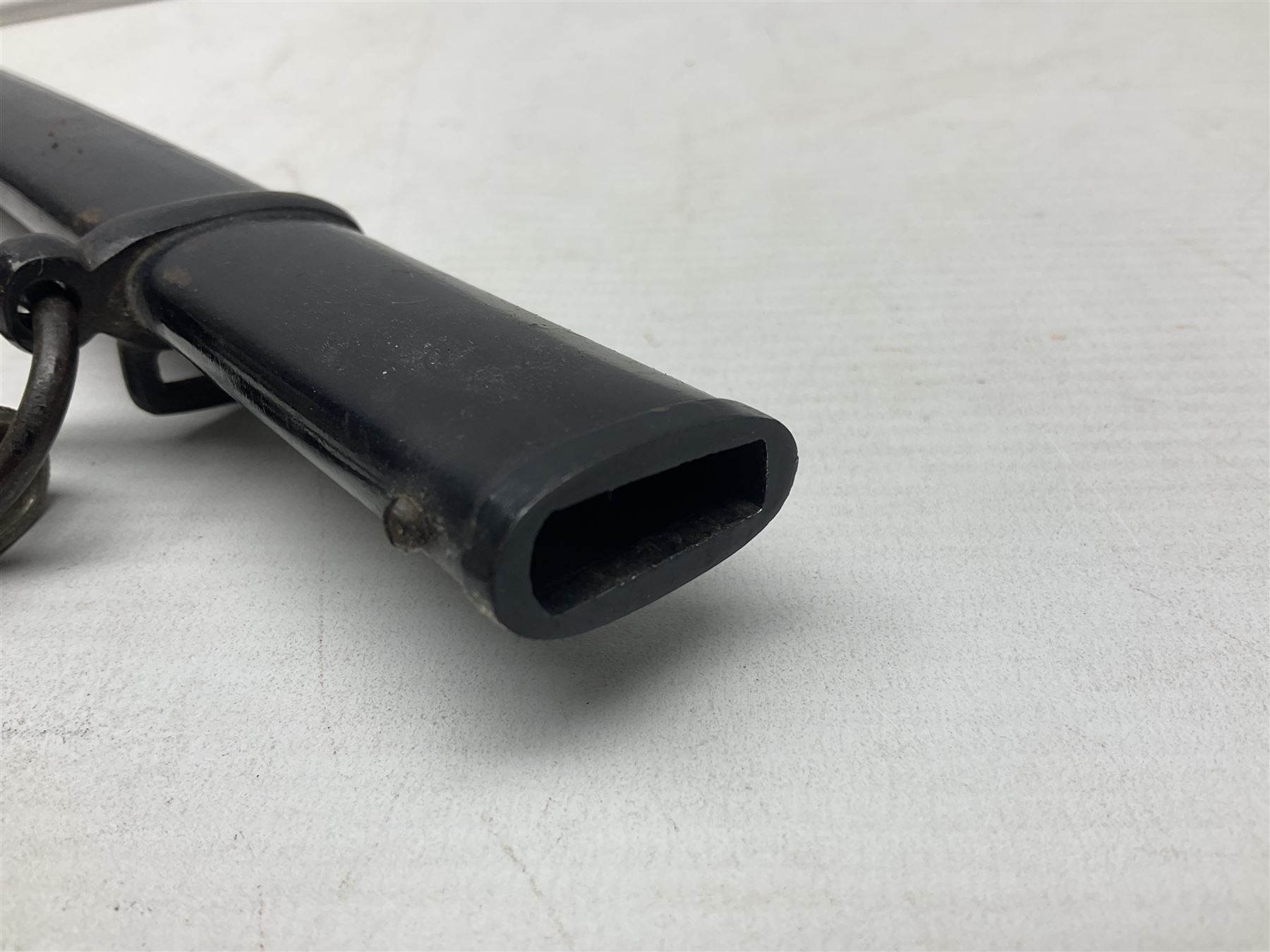 WW2 German Army Prinz Eugen Pattern Officers Dress Sword by Carl Eickhorn, the 80.5cm slightly curving fullered blade with makers name to the ricasso, gilt brass hilt with eagle to the cross-piece and relief of oakleaves to the ferrule, Prinz Eugen style down winged eagle to the pommel of the backstrap; grip retains the original wire binding; in original black painted scabbard with single hanging ring, leather hanger marked 'RZM M5/71 OLC' and silvered knot L97cm overall