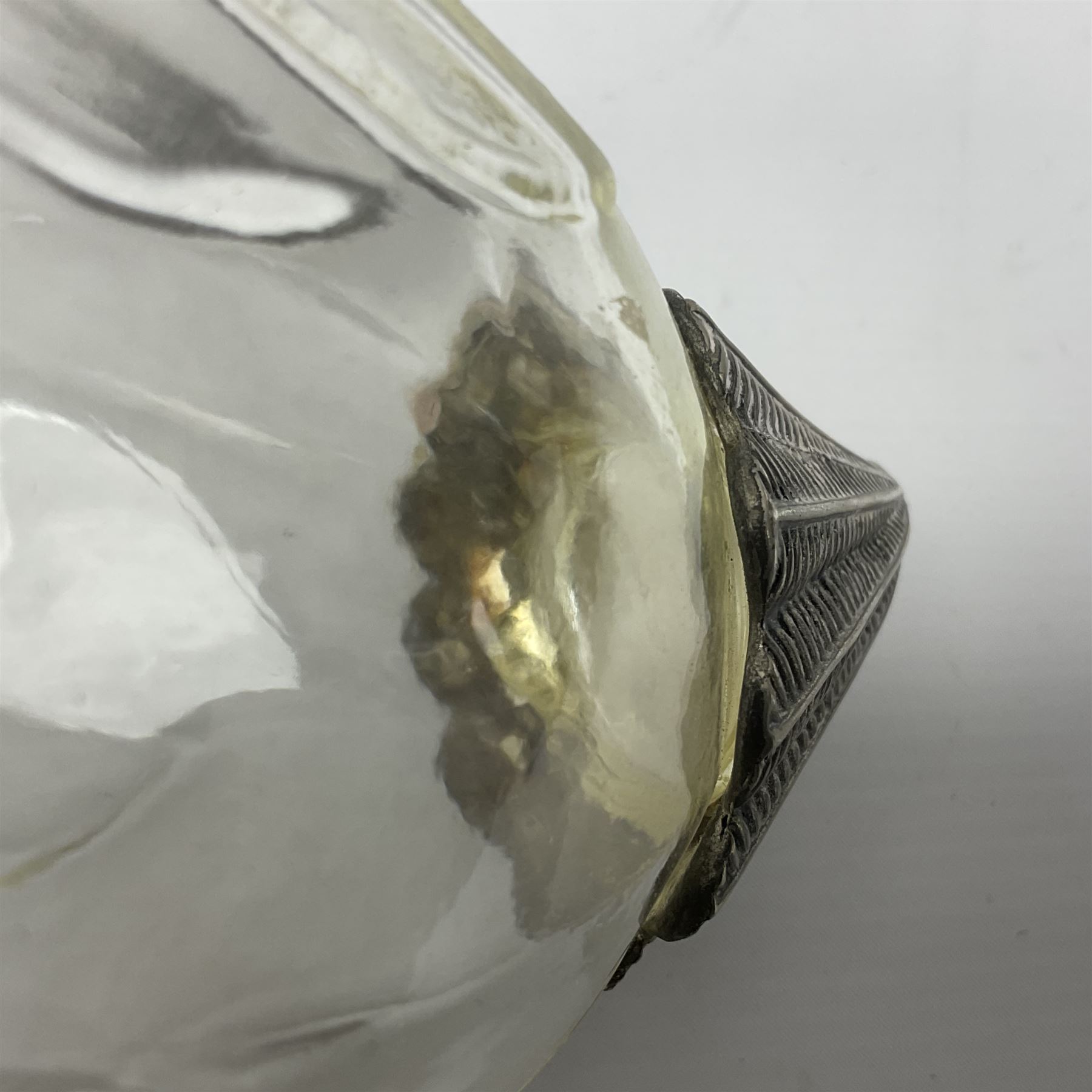 Silea silver plate mounted glass claret jug, in the form of a duck, with makers mark beneath, H26cm