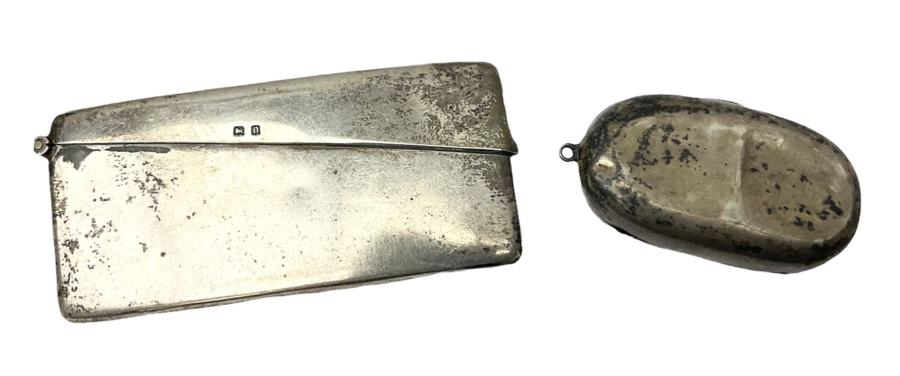 Early 20th century silver card case, of plain rectangular form, hallmarked Birmingham 1912, together with an Edwardian silver sovereign case, approximate weight 64.3 grams