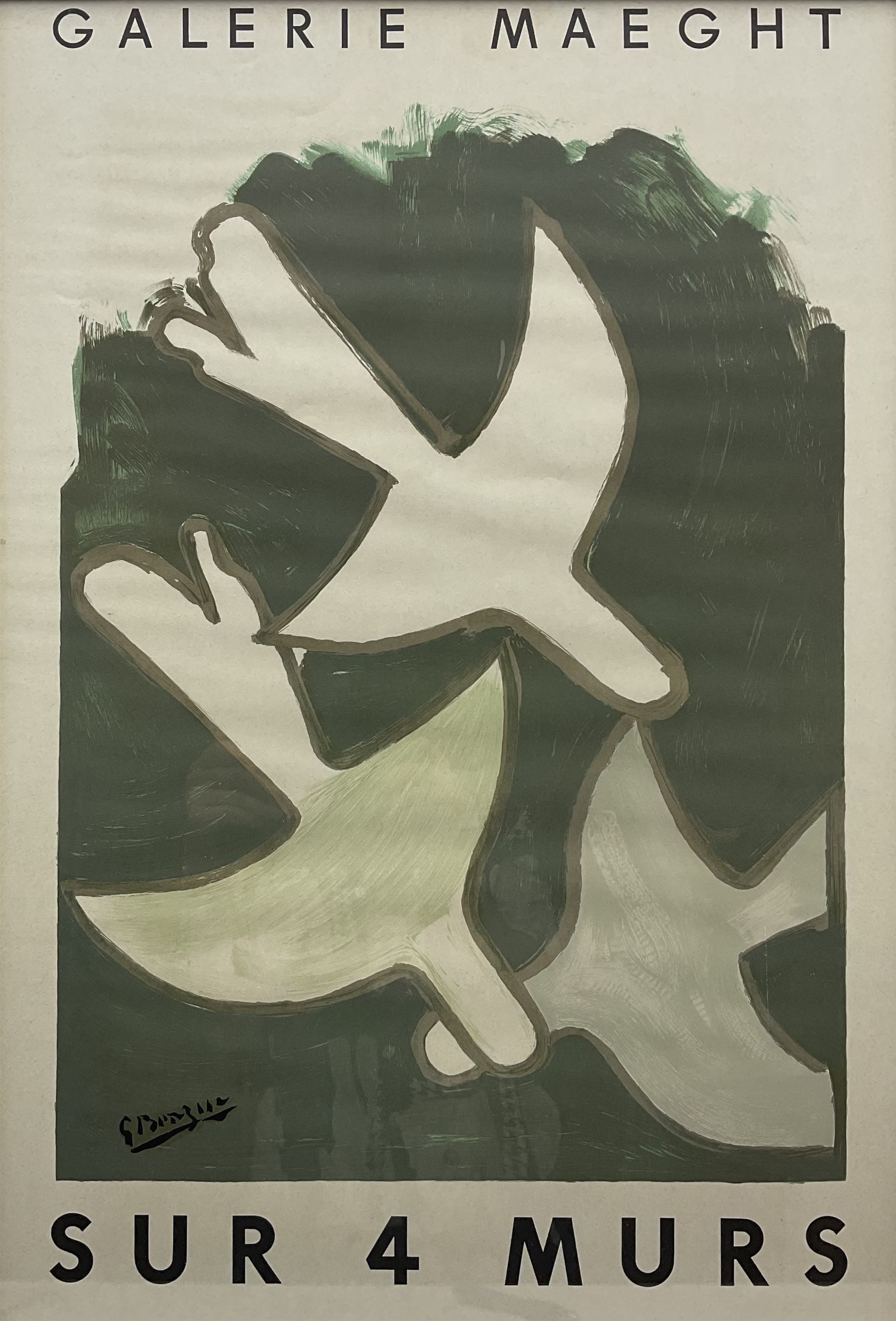 After Georges Braque (French 1912-1963): 'Sur 4 Murs' (on 4 walls), colour lithograph poster pub. Maeght Galerie Paris 1959, 70cm x 47cm