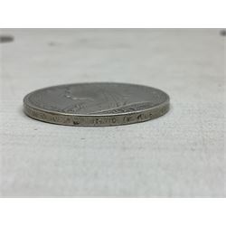 George III 1819 crown coin and six Queen Victoria crown coins dated 1889, three 1890, 1891 and 1900 (7)