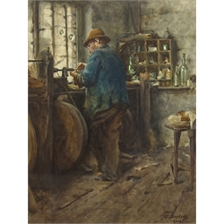  Albert George Stevens (Staithes Group 1863-1925): 'A Whitby Jet Worker', watercolour signed and dated 1909, 32cm x 25cm   