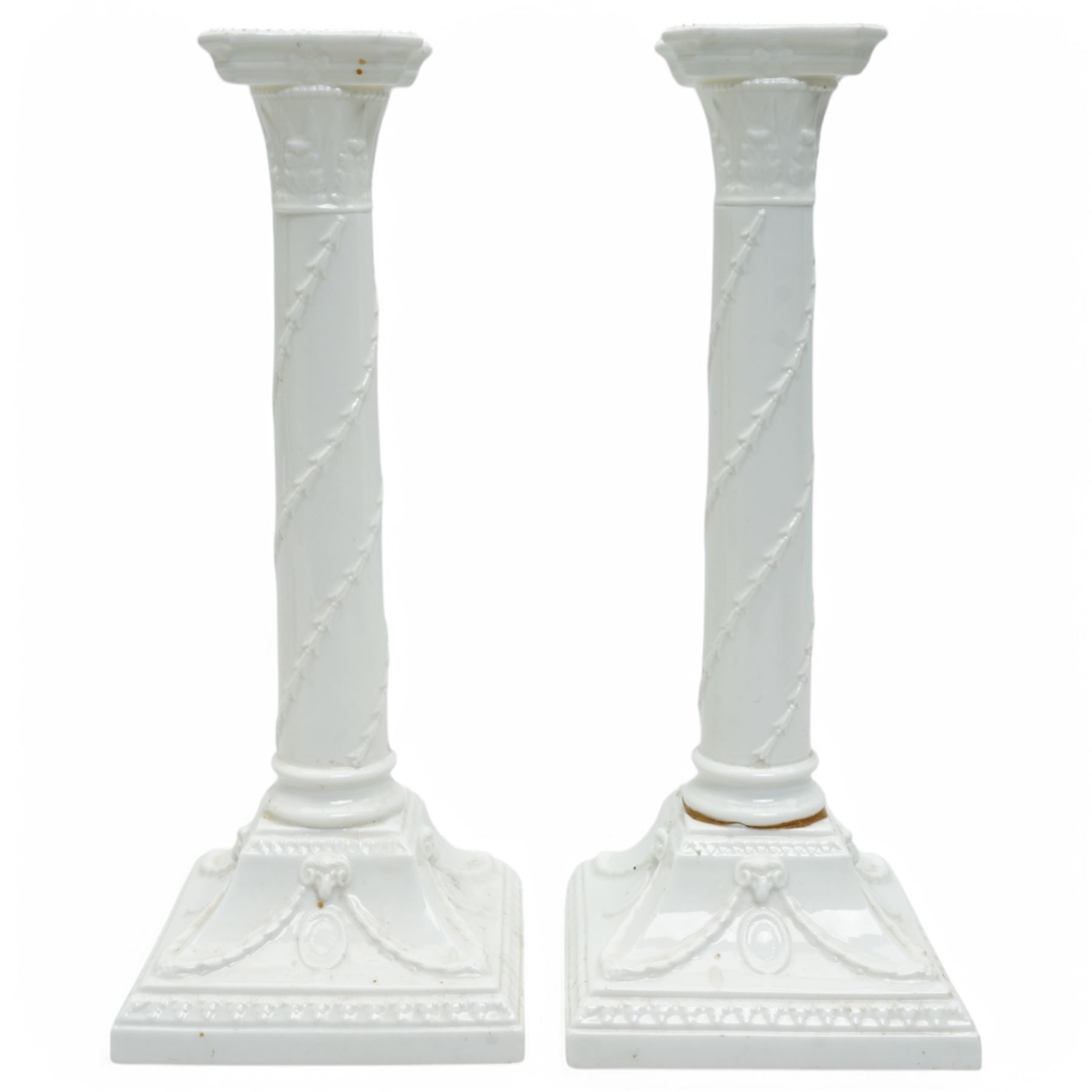Pair of Wedgwood Corinthian Column candlesticks, with printed marks to base, H27cm (2)