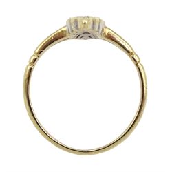 9ct gold round brilliant cut diamond marquise shaped ring, London 1995